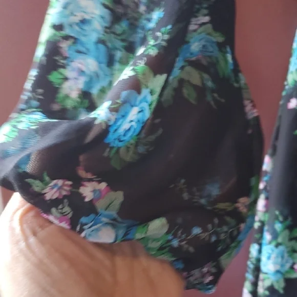 Show Me Your MuMu JOYCELYN Blue and Black Bishop Sleeve Sundress L - Picture 8 of 15